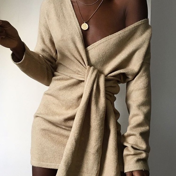 Dresses & Skirts - Sweater Weather Nude Sweater Dress